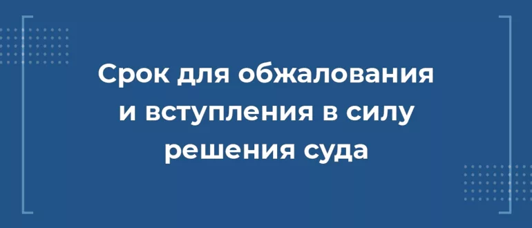 Срок для обжалования и вступления в силу решения суда