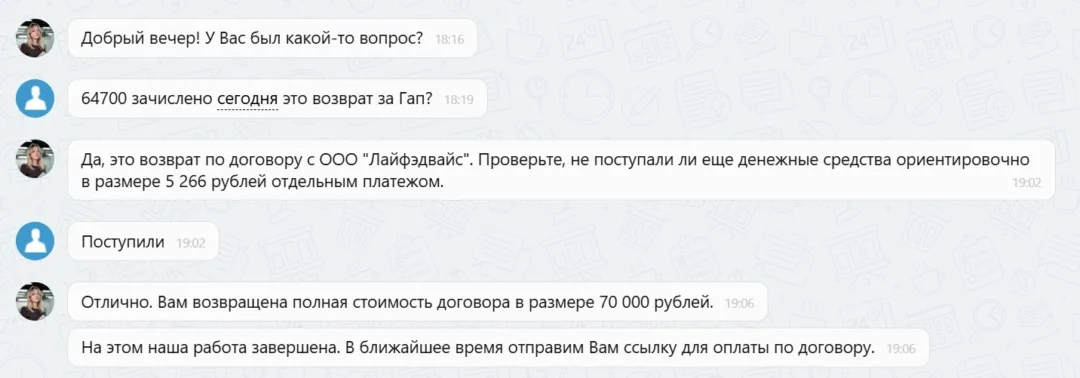Наши результаты по возврату денег за навязанные по автокредиту услуги с 15.12.2025 г. по 19.12.2025 г.