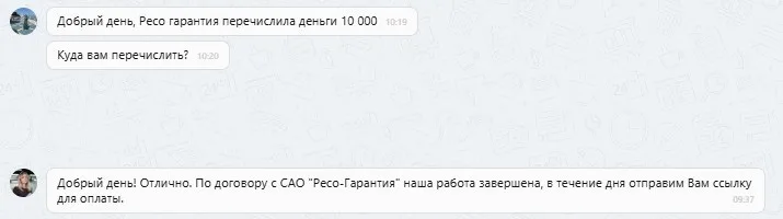 19.01.2026 г. - Вернули 10 000.00 руб. за услуги САО "Ресо-Гарантия" клиенту из Республики Татарстан