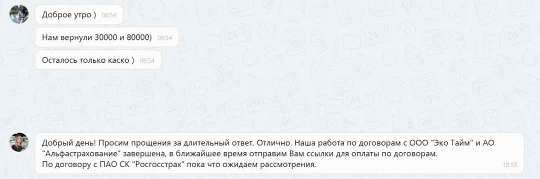 18.02.2026 г. - Вернули 110 000.00 руб. за услуги ООО "Эко Тайм" и АО "Альфастрахование" клиенту из Республики Татарстан
